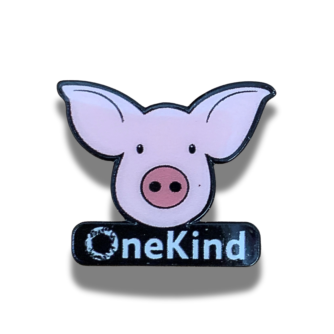 OneKind pig pin badge